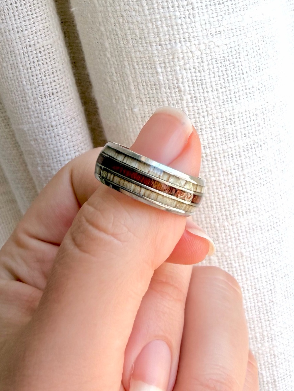 Whiskey Silvery Tungsten Wedding Band Ring- Unisex